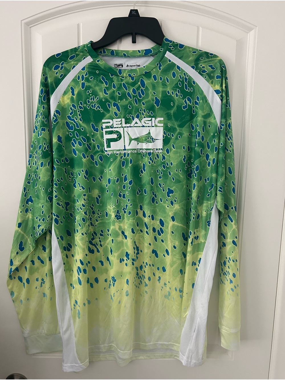 Pelagic VaporTek Fishing Shirt 2XL Green Yellow white UV50+ Performance Shirt